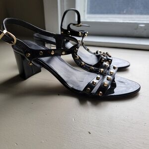 Van Eli, Black patent gold studded Sandal, 9M